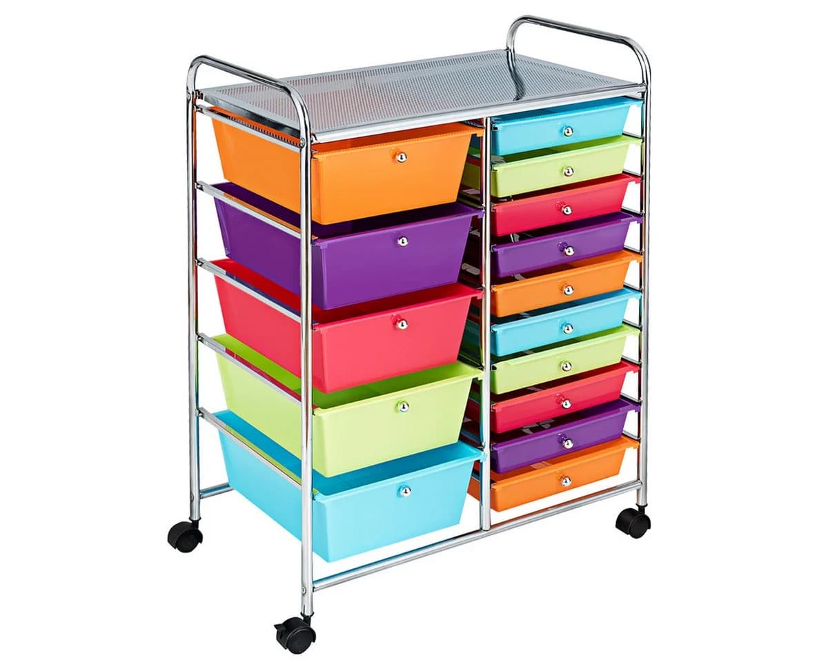 COSTWAY Rollcontainer mit 15 stapelbaren Schubladen & Rollen - Bild 2
