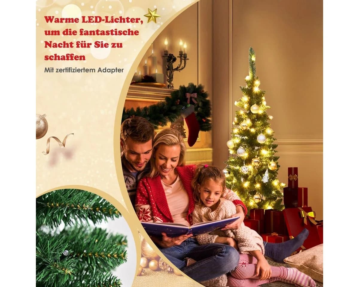 COSTWAY Künstlicher Weihnachtsbaum 150 LEDs 226 Spitzen - Bild 5