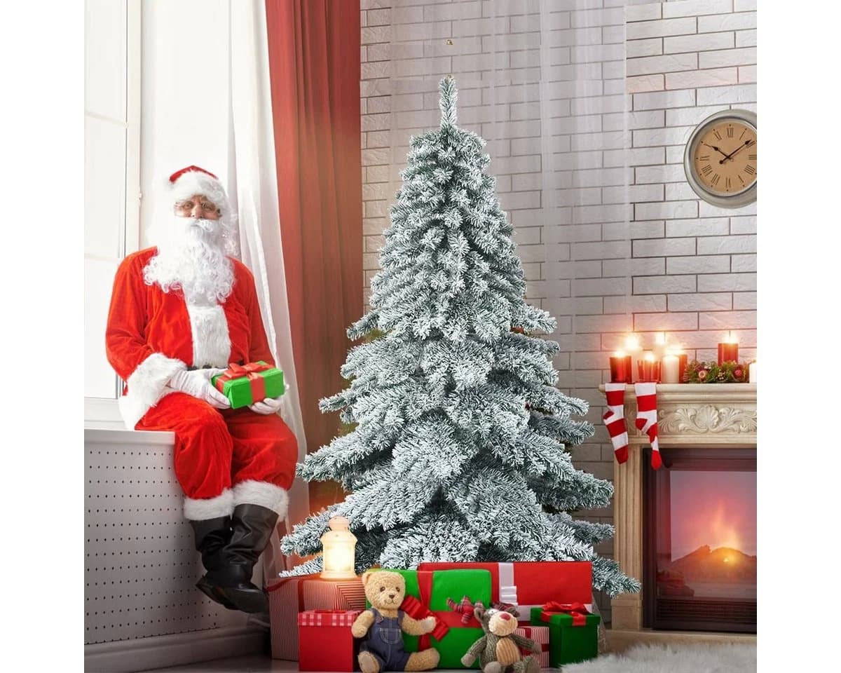 COSTWAY Künstlicher Weihnachtsbaum 657 PVC Spitzen Grün/Weiß Metallständer - Bild 3