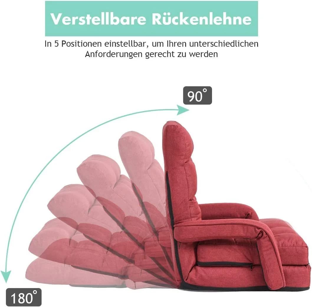 KOMFOTTEU Schlafsofa Klappsessel Bodenstuhl Rot