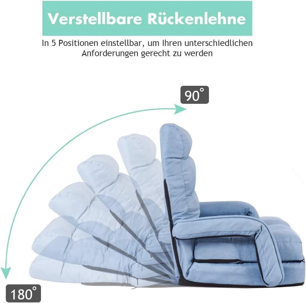 KOMFOTTEU Schlafsofa Klappsessel Bodenstuhl Blau - Bild 3