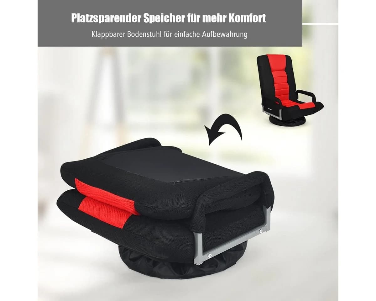 COSTWAY Relaxsessel Bodensessel Rot/Schwarz Drehbar - Bild 5