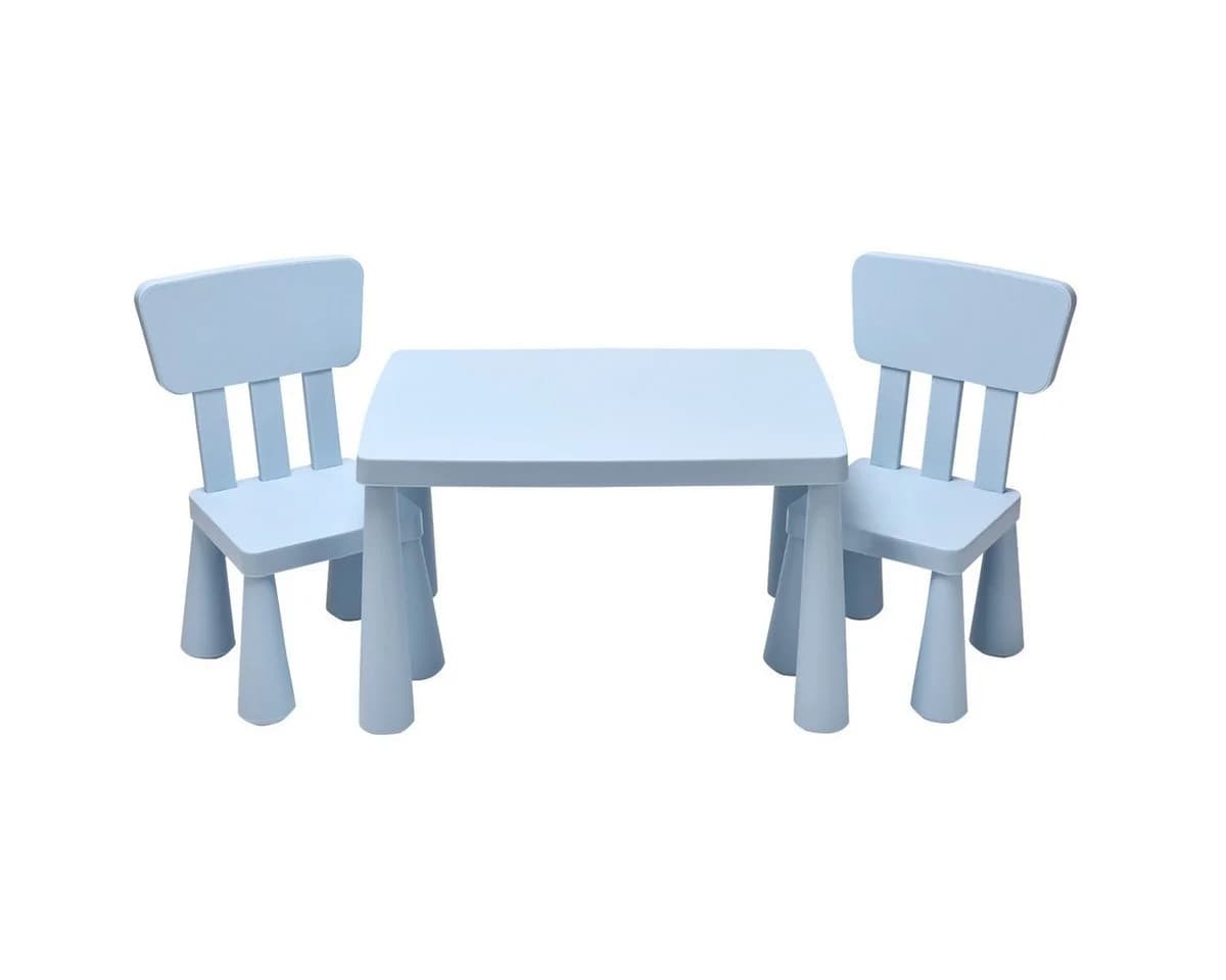 COSTWAY Kindersitzgruppe 3 TLG. Kindertisch mit 2 Stühlen Blau - Bild 2