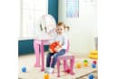 COSTWAY Schminktisch Kinder Rosa mit Hocker, Schublade und abnehmbarem Spiegel Bild 1