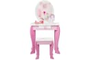 COSTWAY Schminktisch Kinder Rosa mit Hocker, Schublade und abnehmbarem Spiegel Bild 2