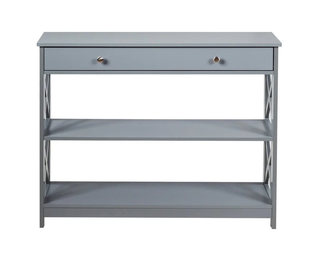 COSTWAY Konsolentisch 3 Ebenen mit Schublade Holz - Bild 2