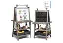 COSTWAY Kinder Staffelei Doppelseitig mit Magneten & 2 Boxen Grau Bild 2