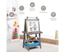 COSTWAY Kinder Staffelei Doppelseitig mit Magneten & 2 Boxen Grau Bild 3