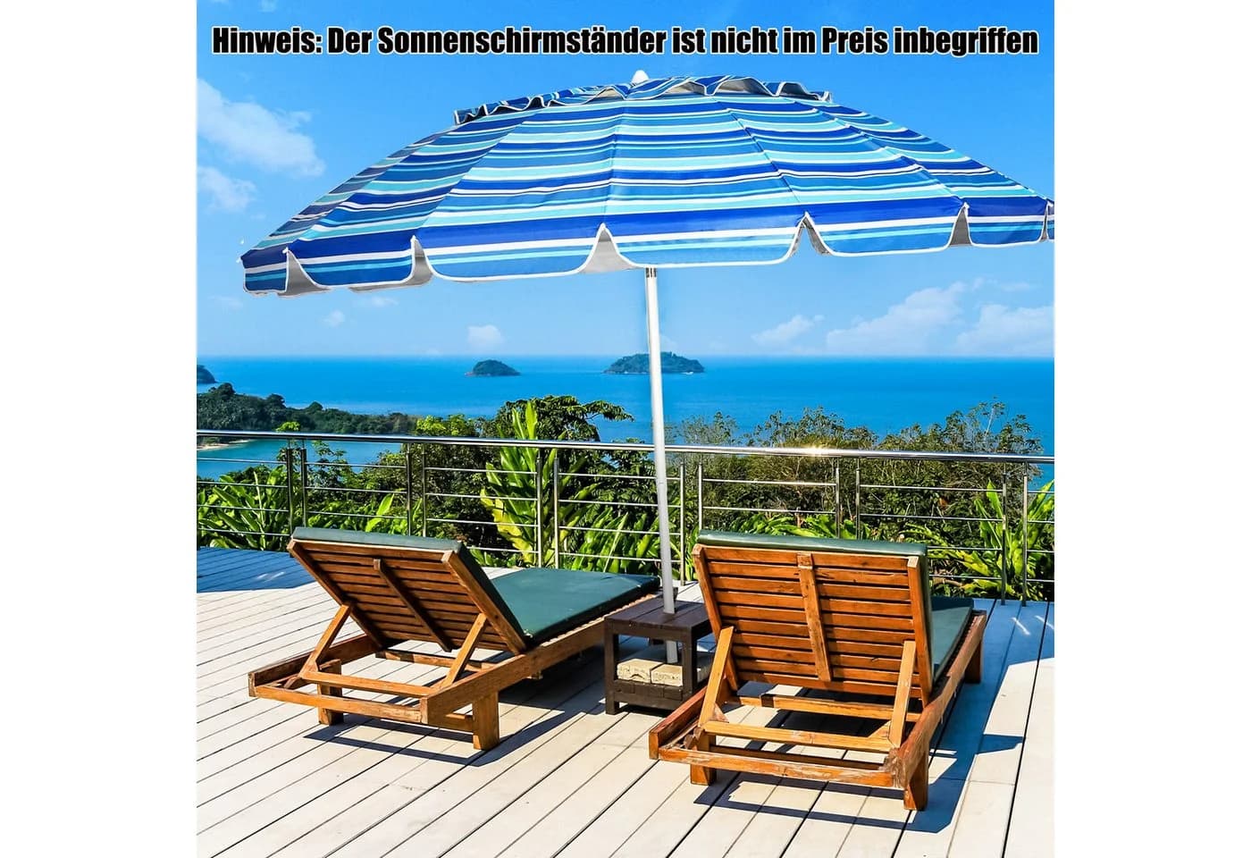 COSTWAY Sonnenschirm Marineblau mit Verankerung und Tragetasche