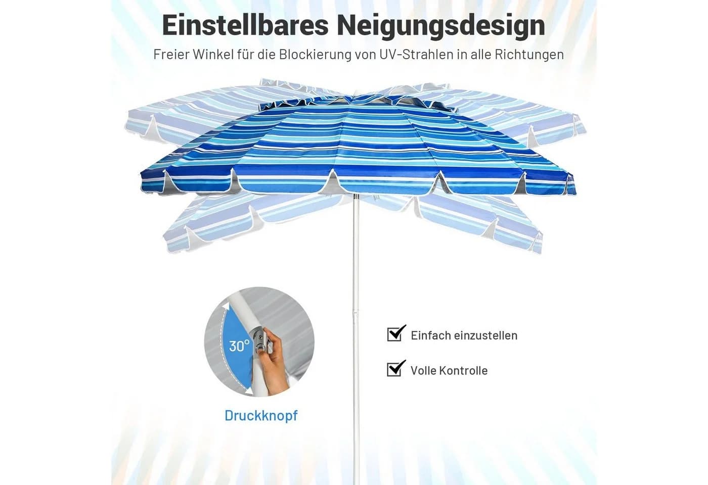 COSTWAY Sonnenschirm Marineblau mit Verankerung und Tragetasche - Bild 3