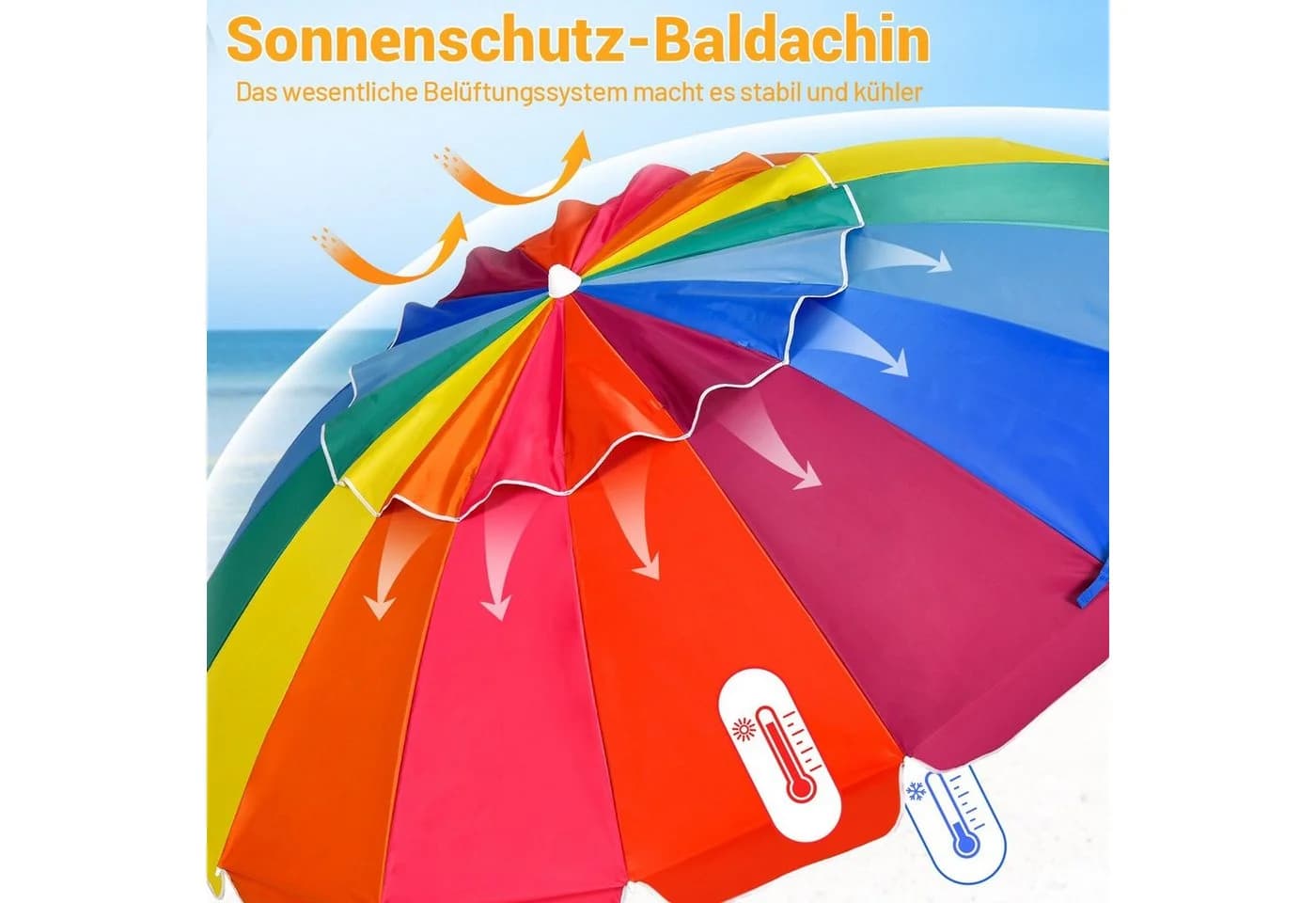 COSTWAY Sonnenschirm 220 cm mit Getränkehalter und Tragetasche - Bild 3