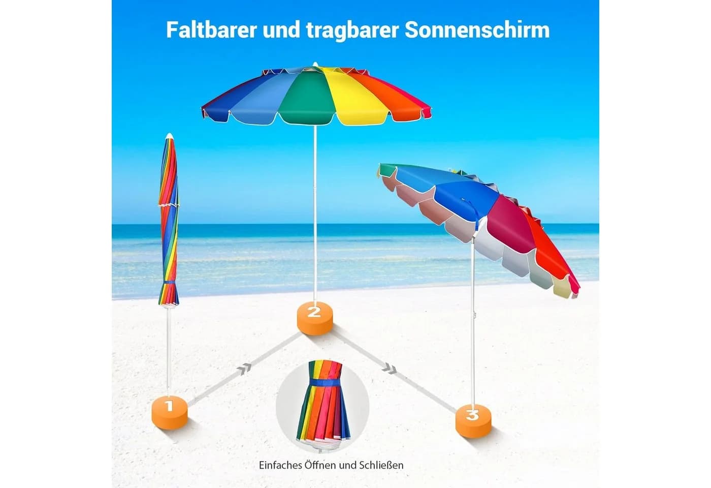 COSTWAY Sonnenschirm 220 cm mit Getränkehalter und Tragetasche - Bild 4