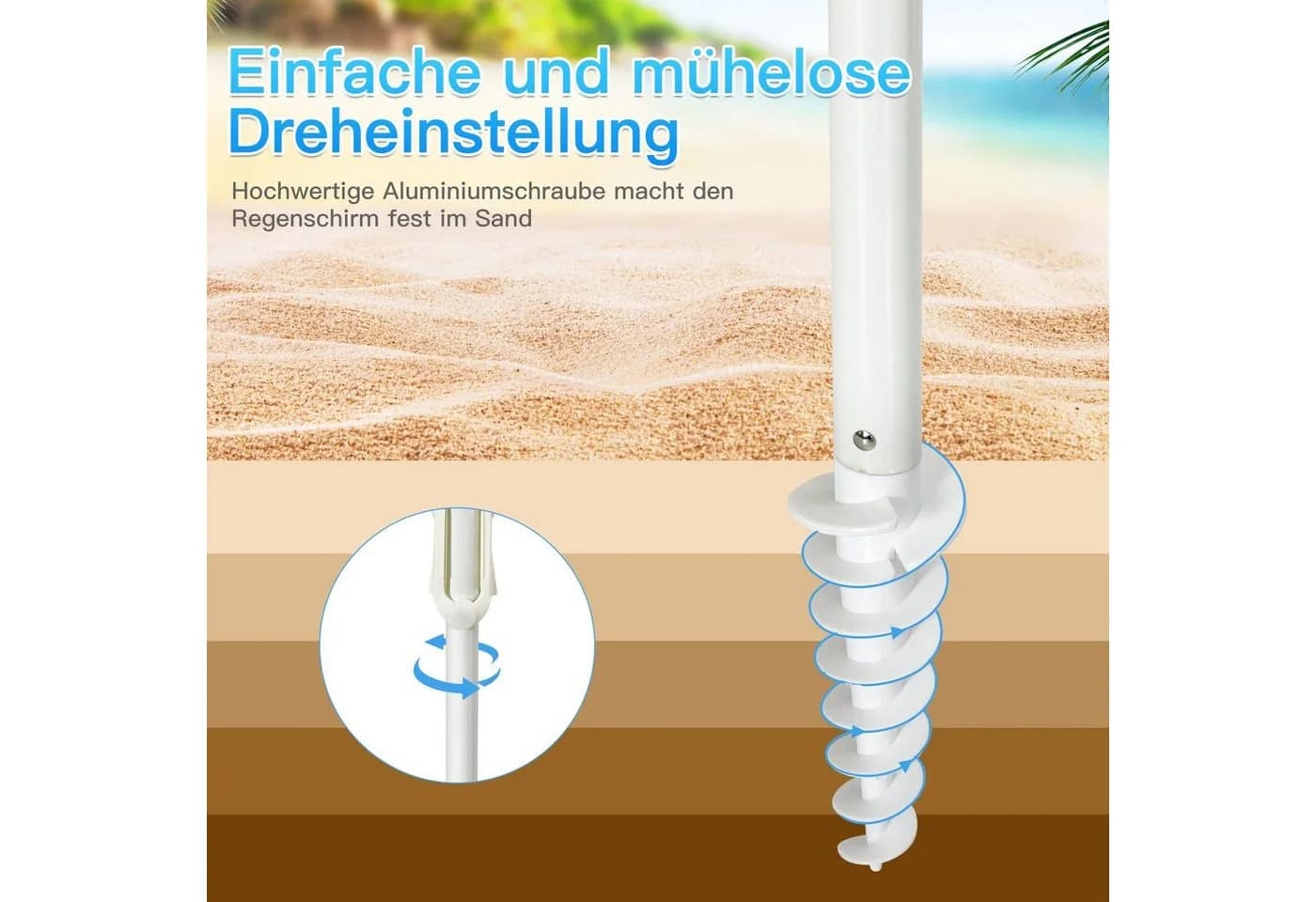 COSTWAY Sonnenschirm Gartenschirm Marineblau mit Verankerung - Bild 5