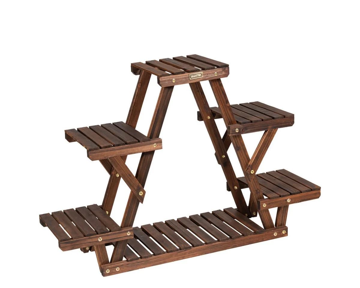 COSTWAY Blumenständer Mehrstöckig Braun Tannenholz - Bild 2