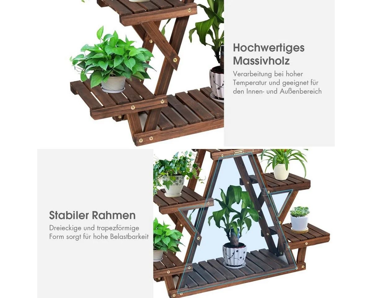 COSTWAY Blumenständer Mehrstöckig Braun Tannenholz - Bild 5