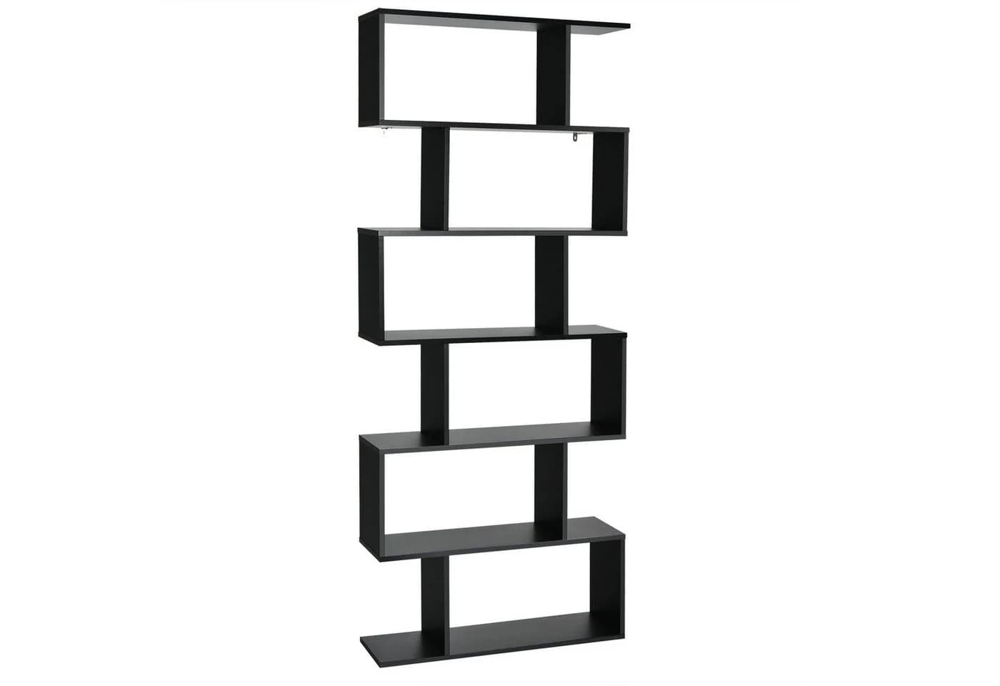 COSTWAY Bücherregal Standregal 6 Fächer 20 kg/Ebene 80x23x192cm Schwarz - Bild 2