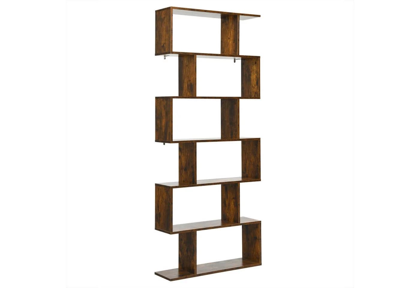 COSTWAY Bücherregal 6 Fächer 20 kg/Ebene 80x23x192cm Braun - Bild 2