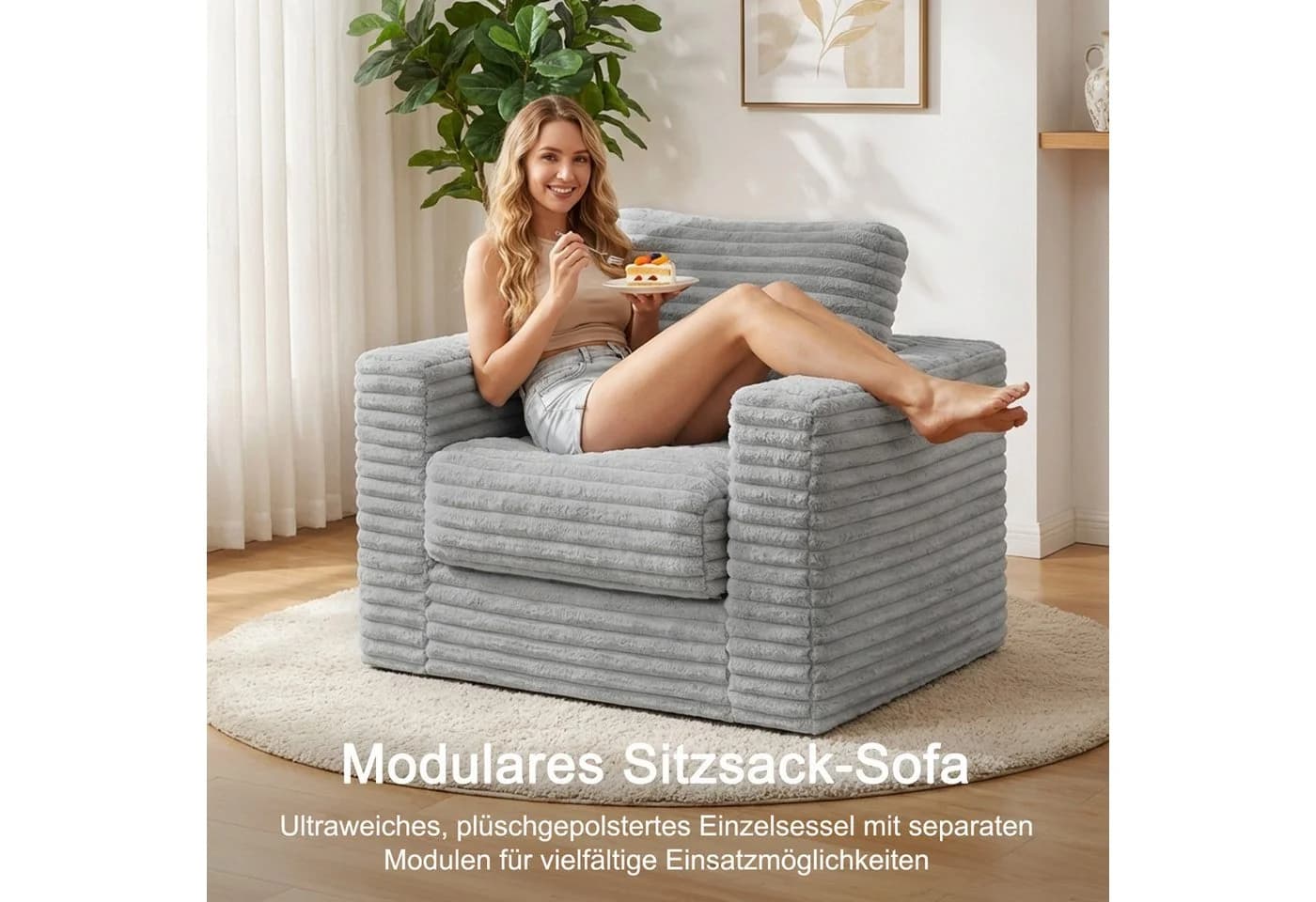 Youyijia Schlafsofa Cord Grau Klappbar - Bild 3