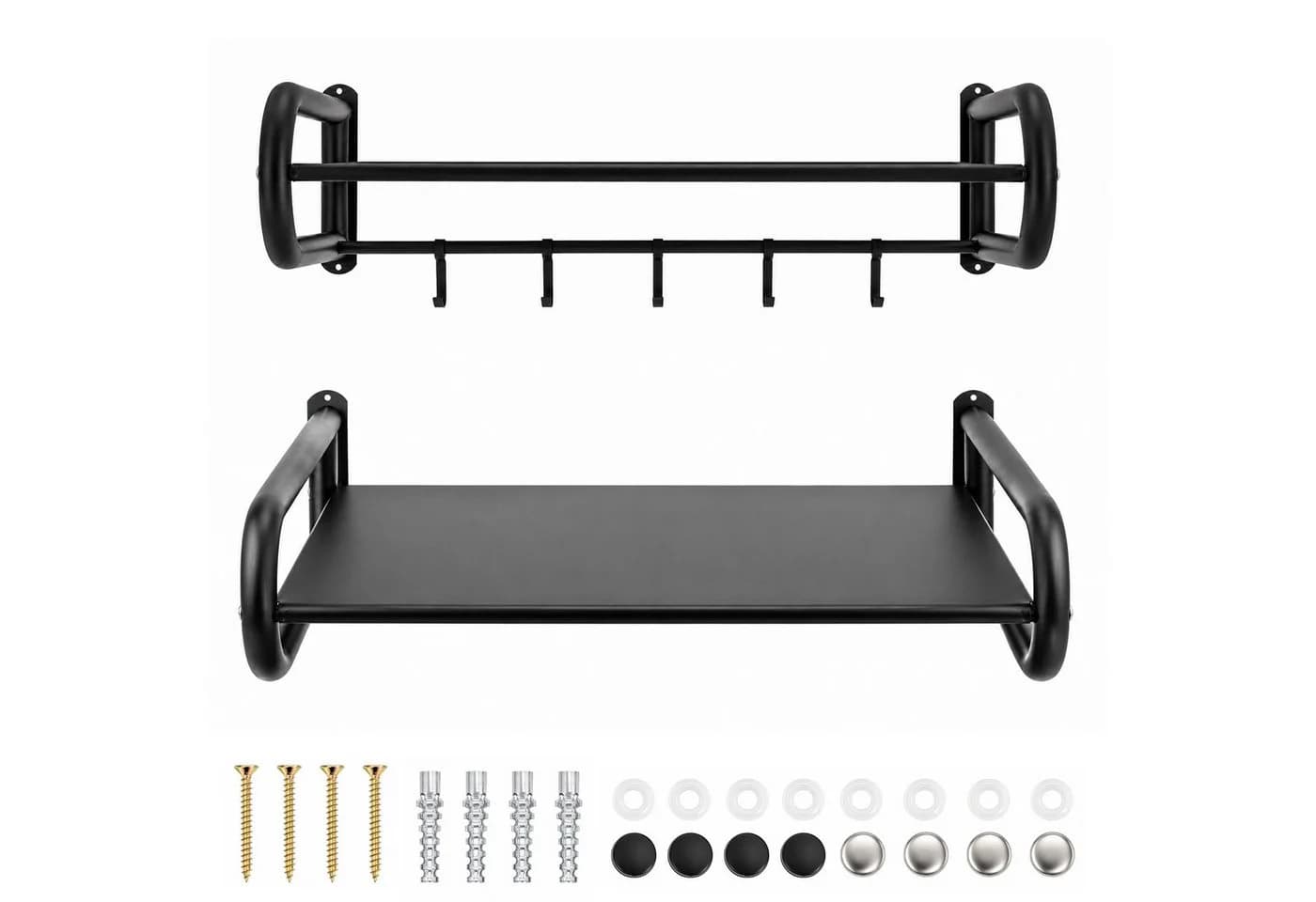 Youyijia Küchenorganizer-Set Mikrowellen Wandhalterung Regal Edelstahl Schwarz - Bild 2