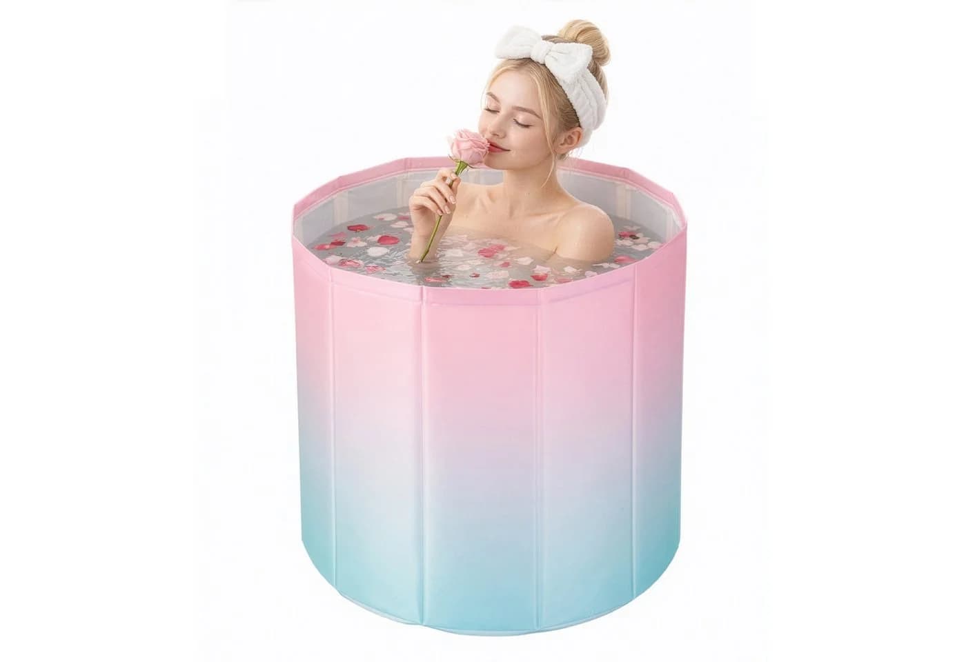 Youyijia Faltbare Badewanne Tragbar Blau - Bild 2