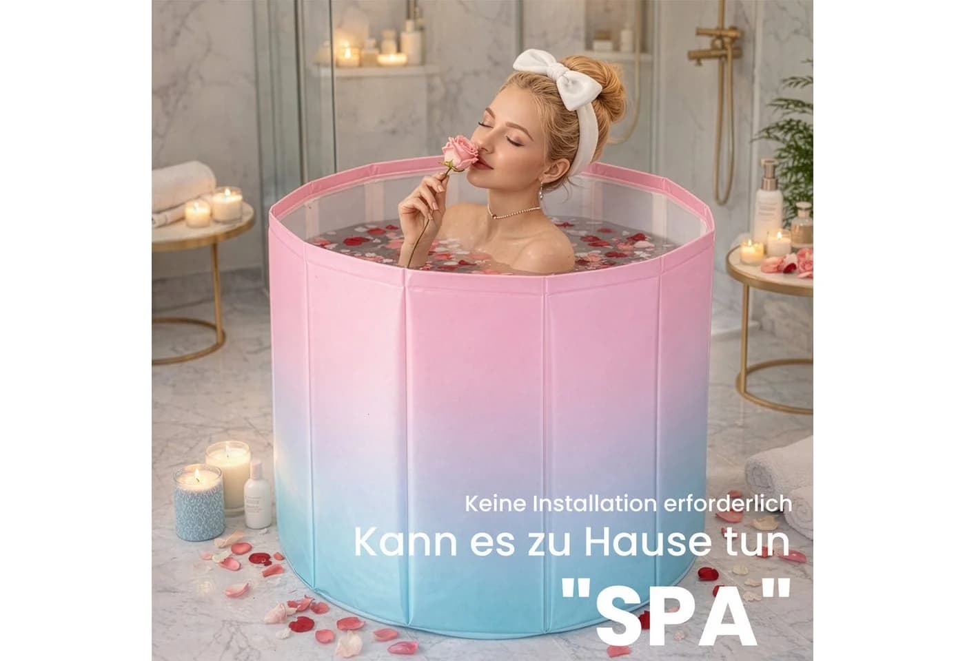 Youyijia Faltbare Badewanne Tragbar Blau - Bild 3