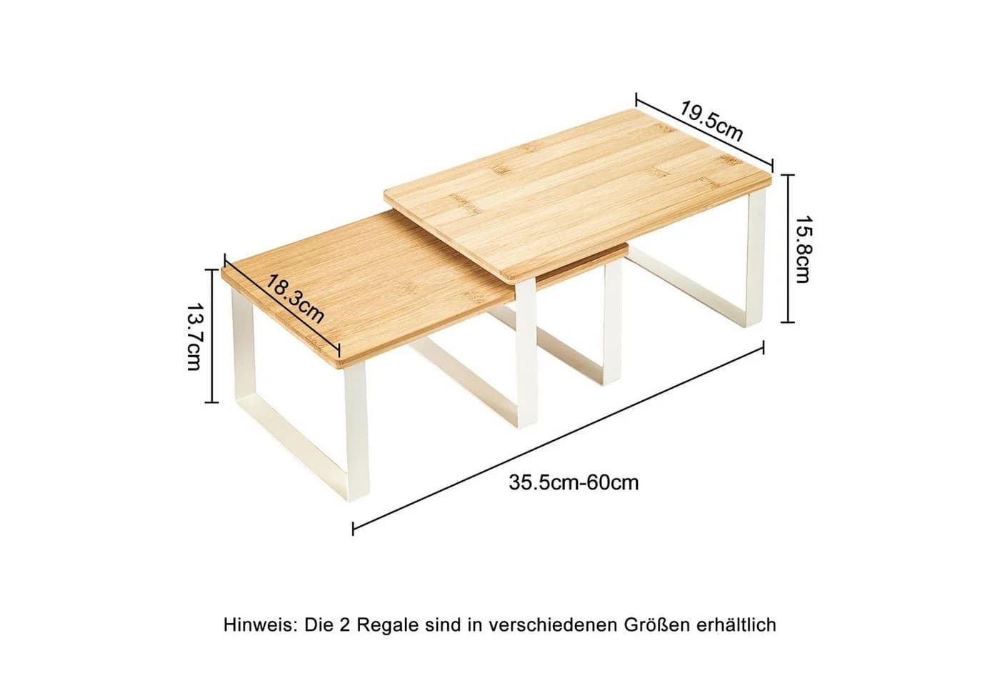 Youyijia Gewürzregal Organizer Set stapelbar Metall Holz Weiß - Bild 5