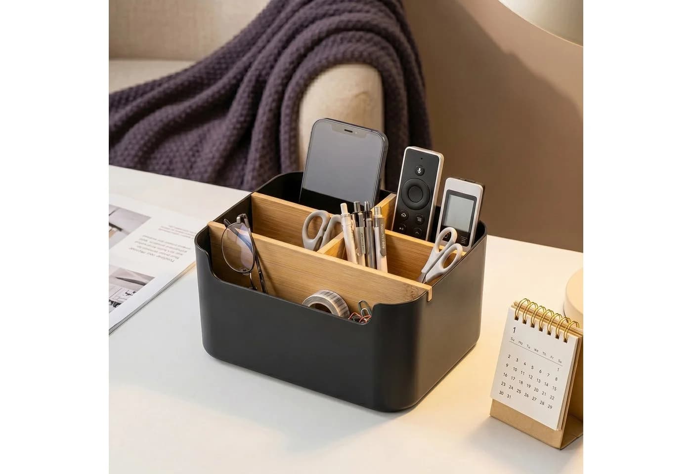 Youyijia Bambus Schreibtisch Organizer mit 5 Fächern