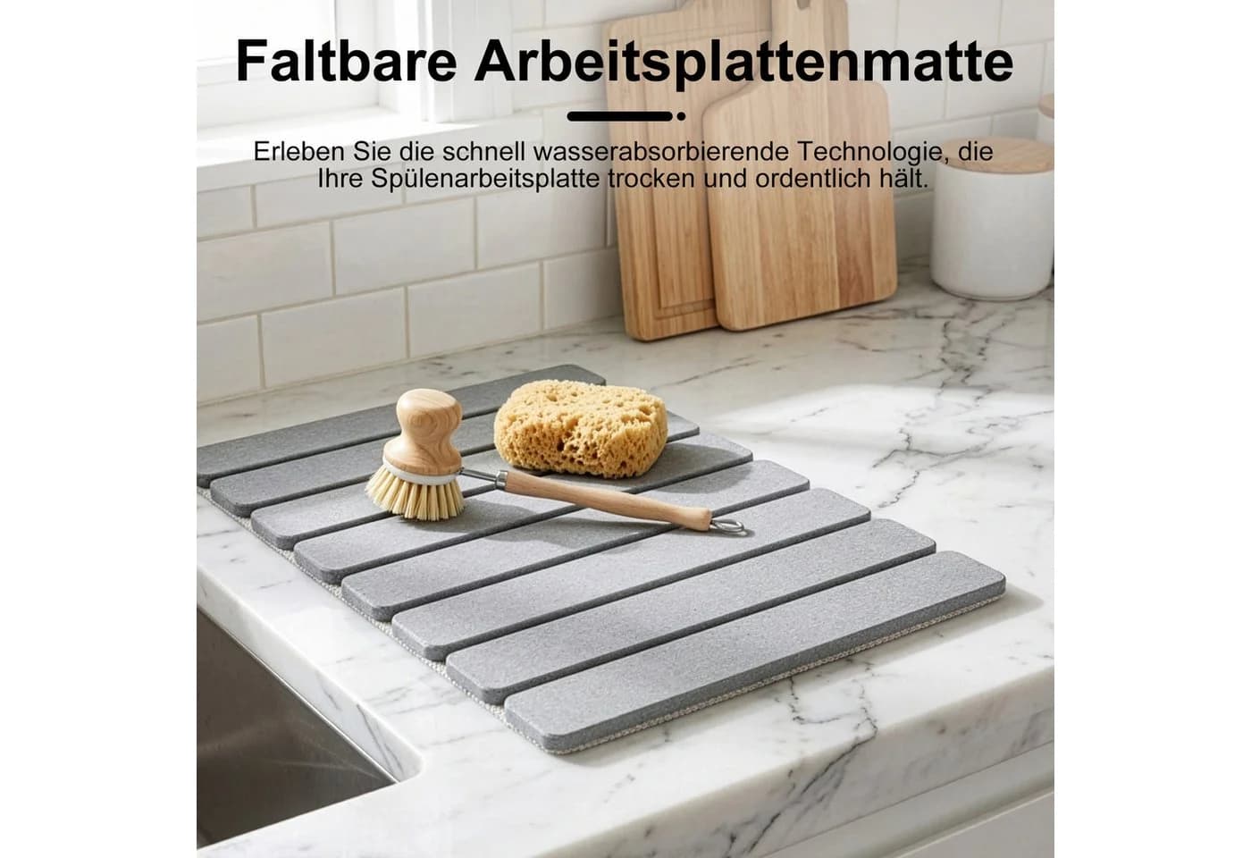 Youyijia Abtropfmatte Kieselgur Grau 40x30 cm Saugfähig
