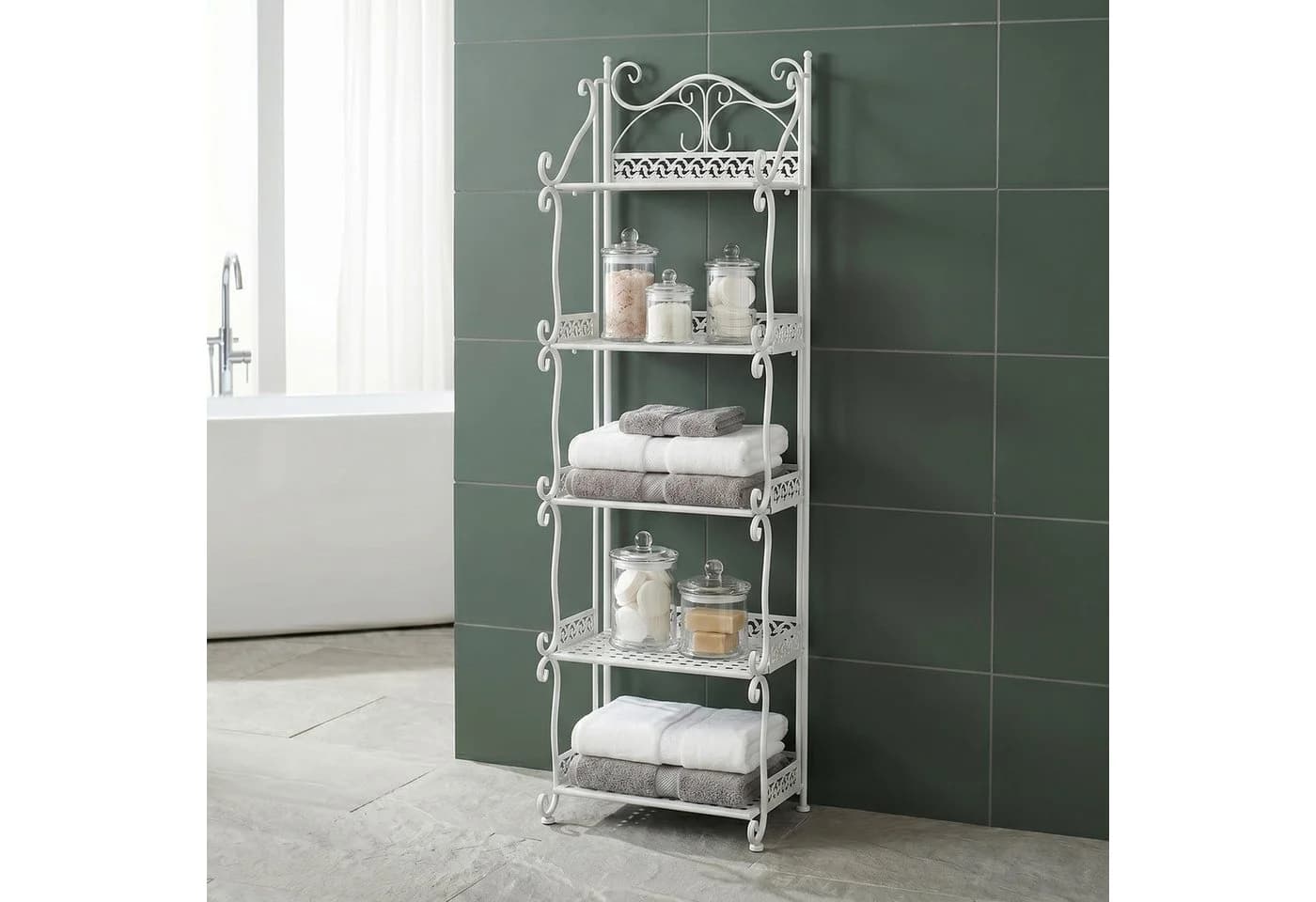 Youyijia Blumenständer Klappbares Pflanzenregal aus Metall Weiß 5-stufig - Bild 3