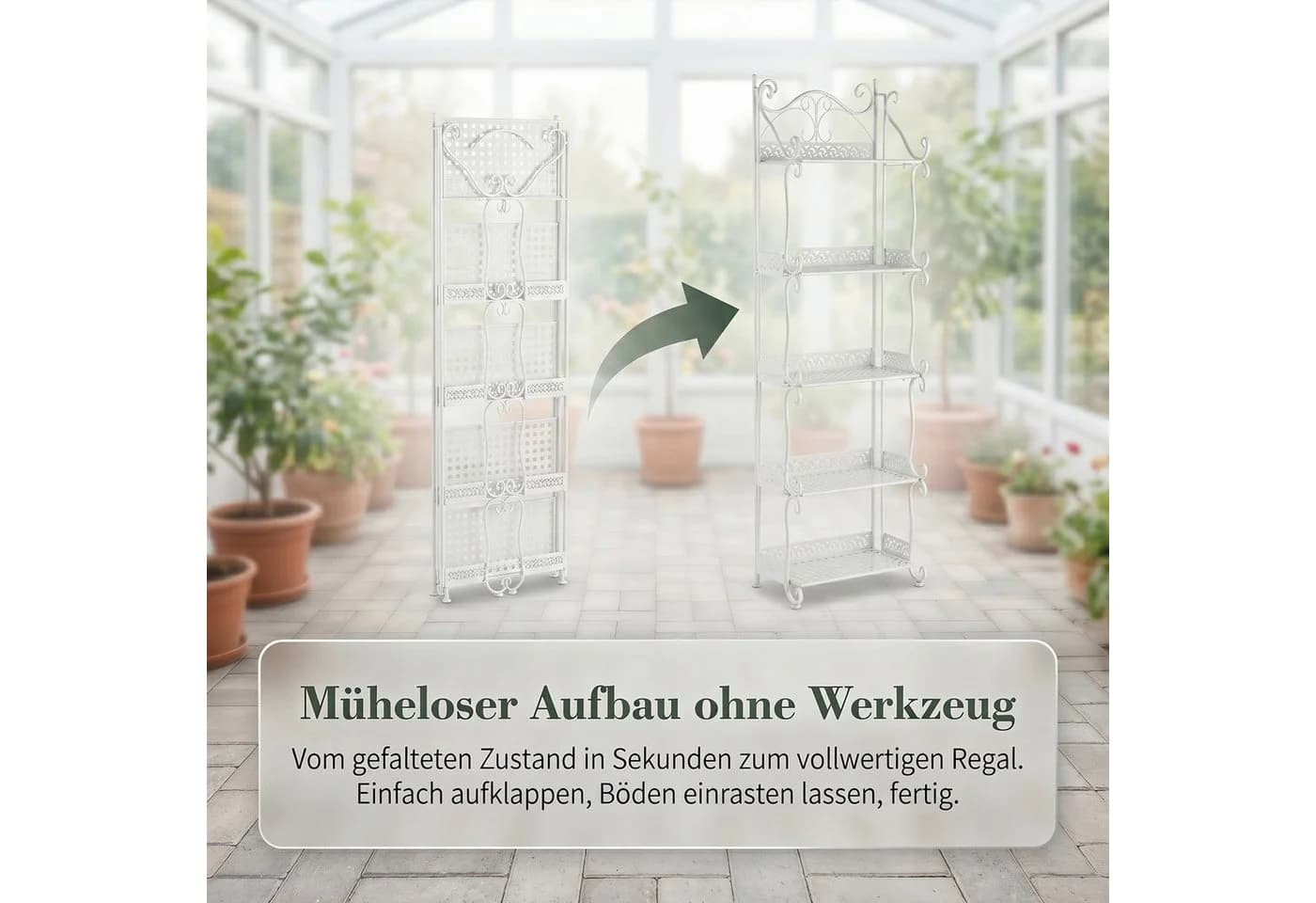 Youyijia Blumenständer Klappbares Pflanzenregal aus Metall Weiß 5-stufig - Bild 4
