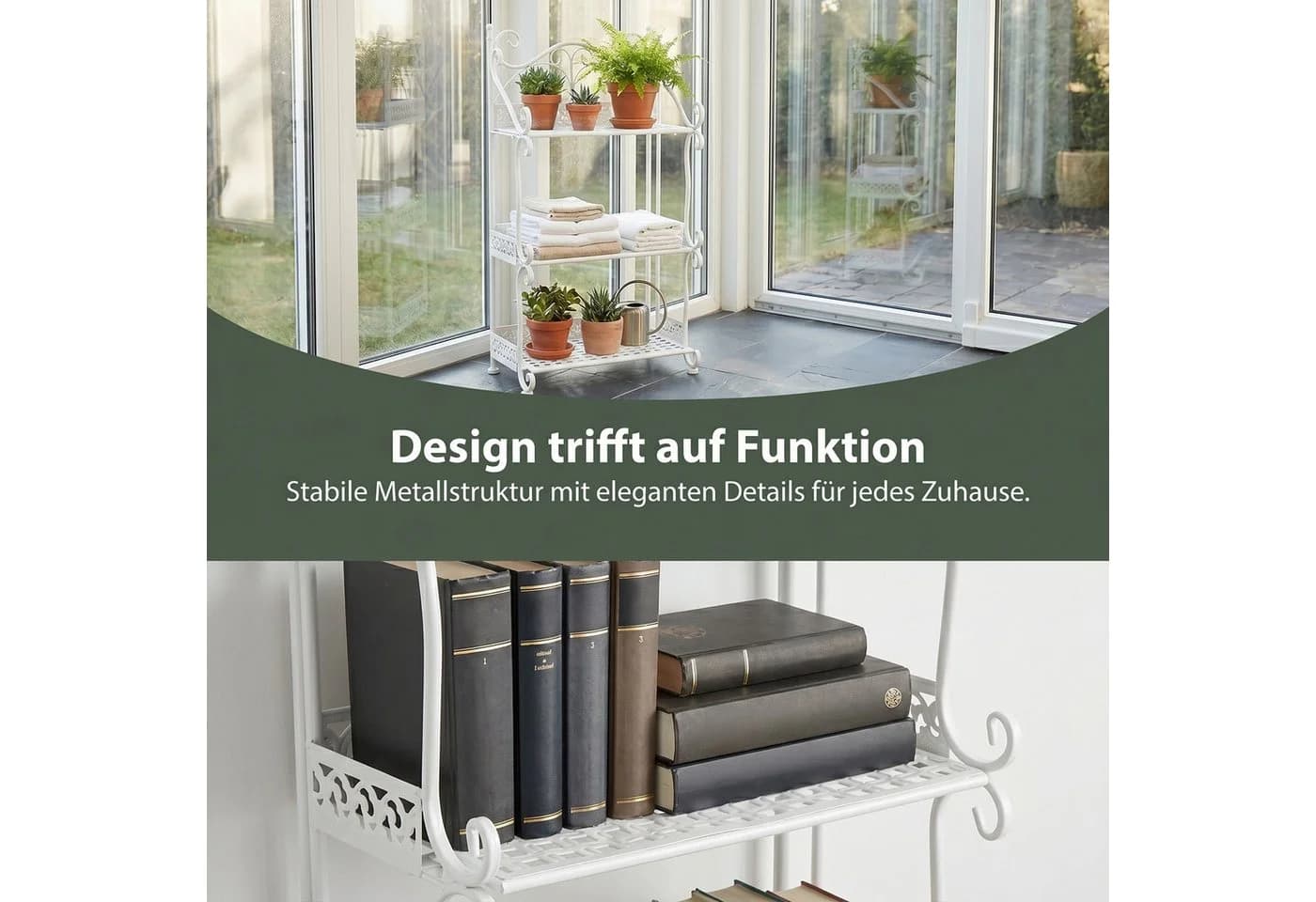Youyijia Blumenständer Klappbares Pflanzenregal aus Metall Weiß - Bild 4