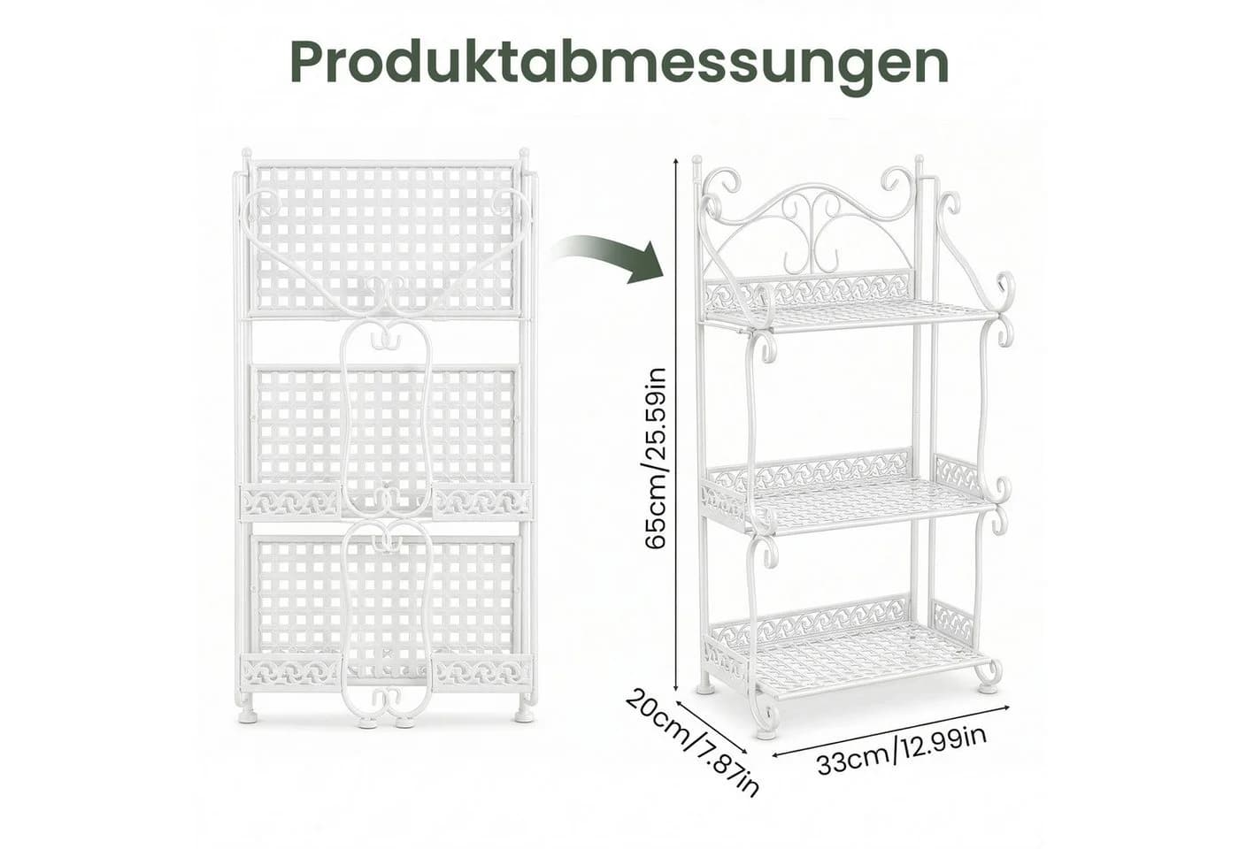 Youyijia Blumenständer Klappbares Pflanzenregal aus Metall Weiß - Bild 5
