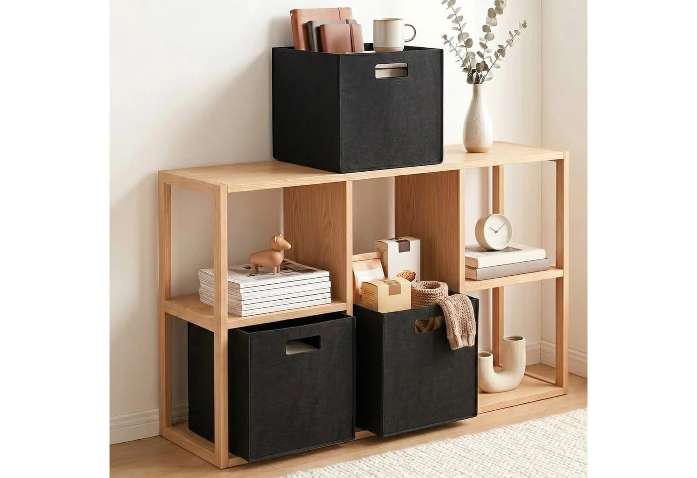 Youyijia Aufbewahrungsbox Filz Schwarz 31x31x31 cm Faltbar