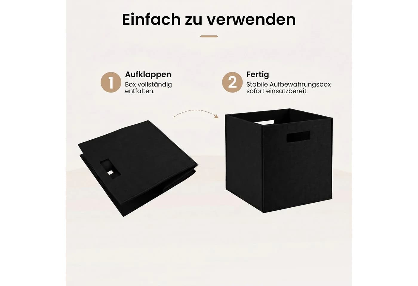 Youyijia Aufbewahrungsbox Filz Schwarz 31x31x31 cm Faltbar - Bild 4