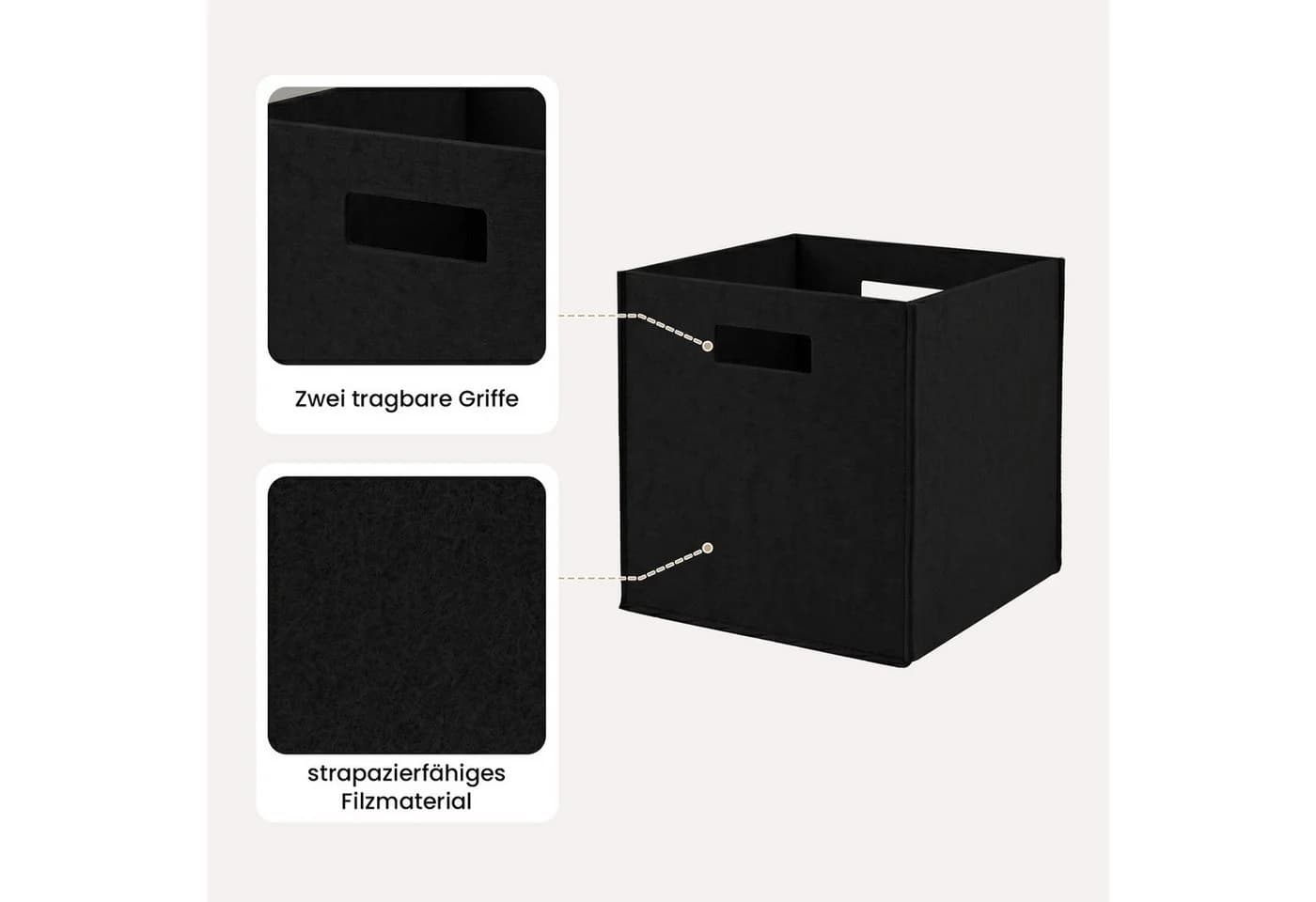 Youyijia Aufbewahrungsbox Filz Schwarz 31x31x31 cm Faltbar - Bild 5