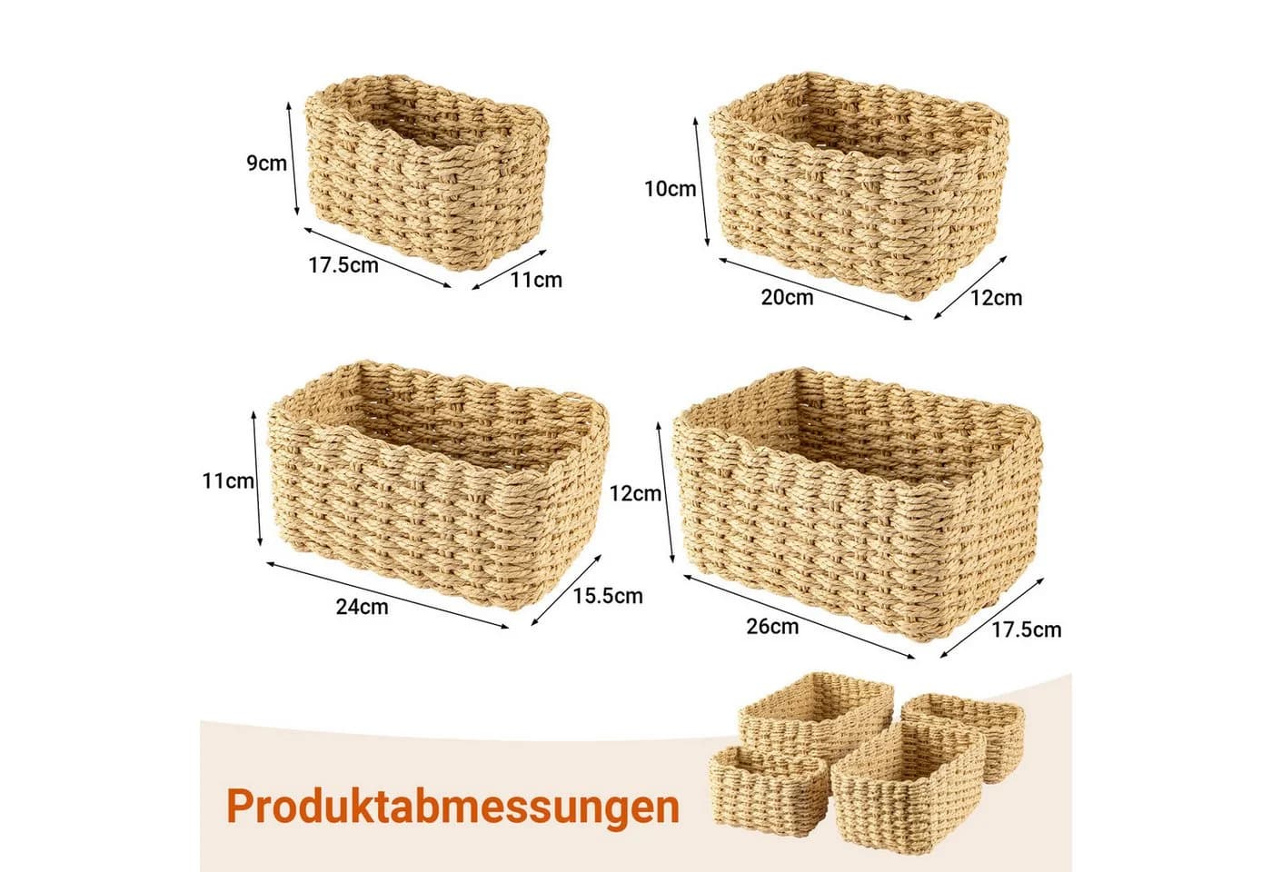 Youyijia Aufbewahrungskorb 4er-Set Gelb Papierseir - Bild 3