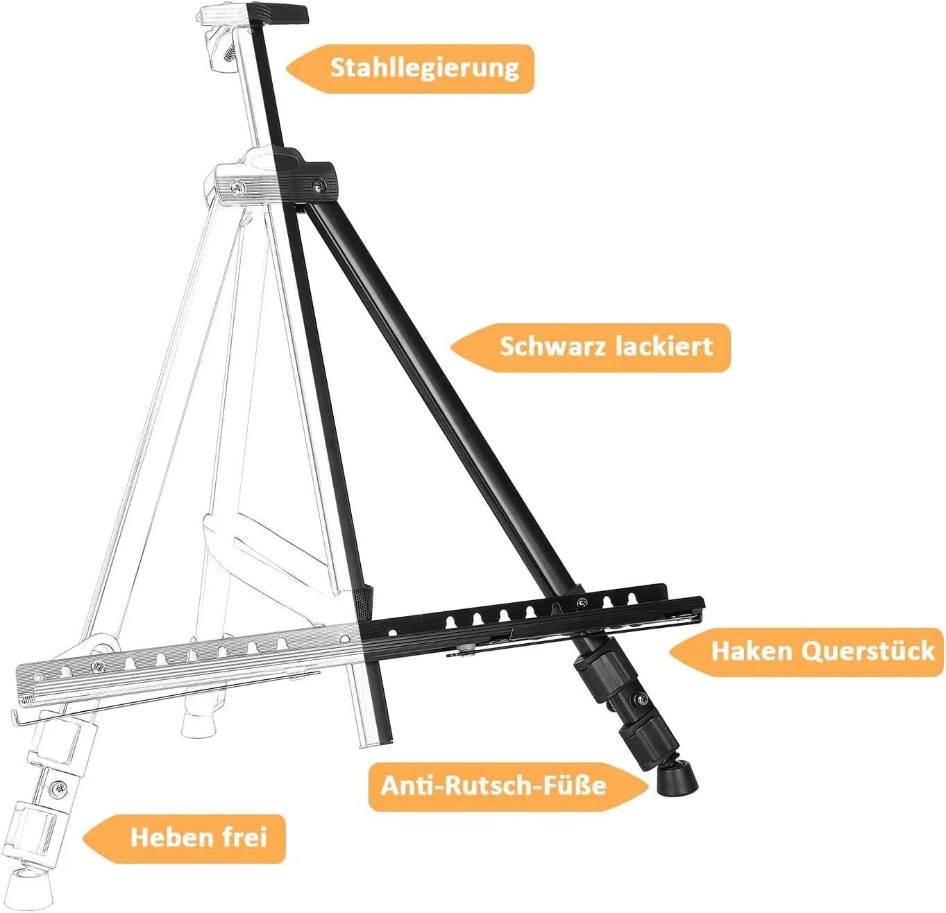 Youyijia Leinwandstaffelei Aluminium Höhenverstellbar Schwarz - Bild 5