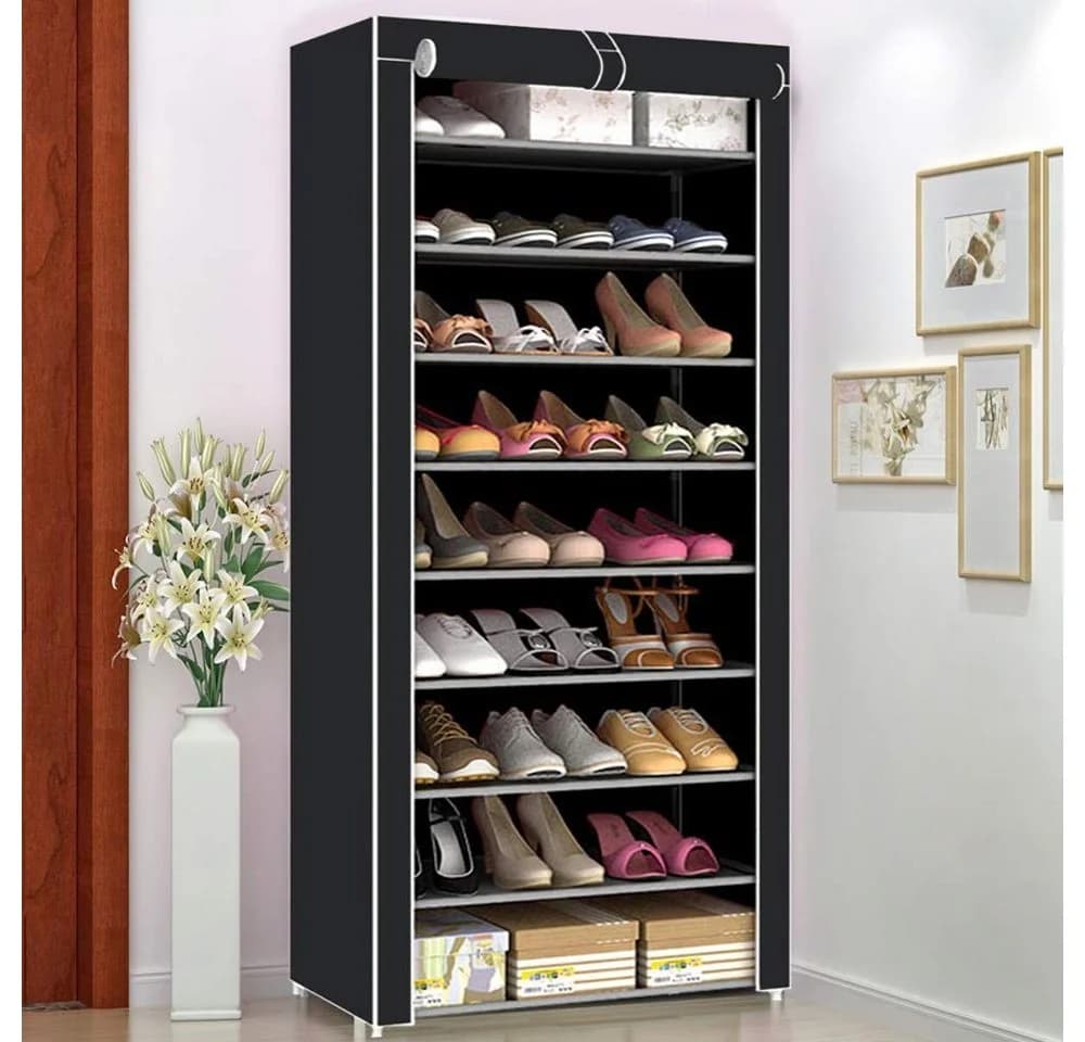 Youyijia Schuhregal 10 Ebenen Schuhschrank Schwarz