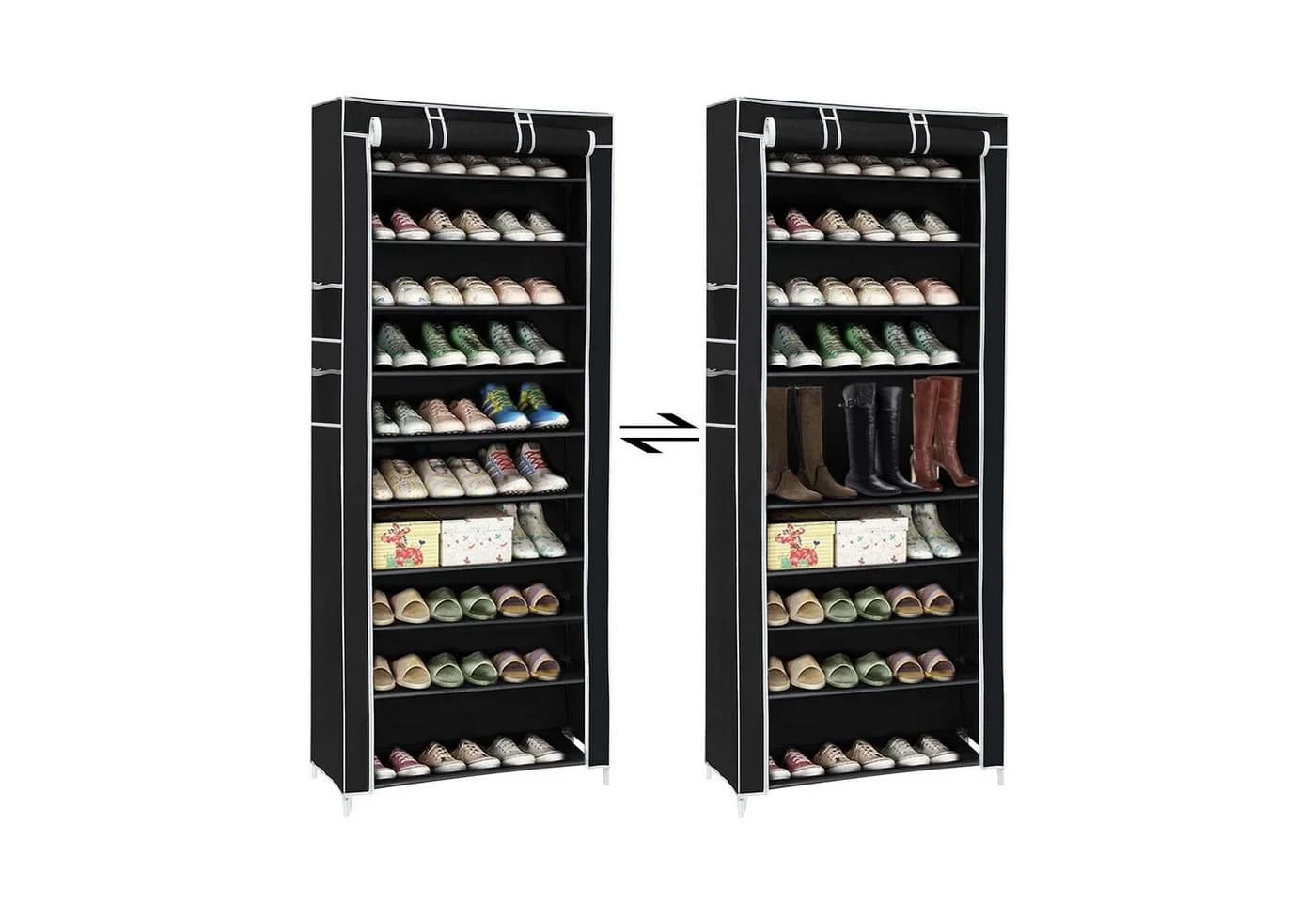 Youyijia Schuhregal 10 Ebenen Schuhschrank Schwarz - Bild 5