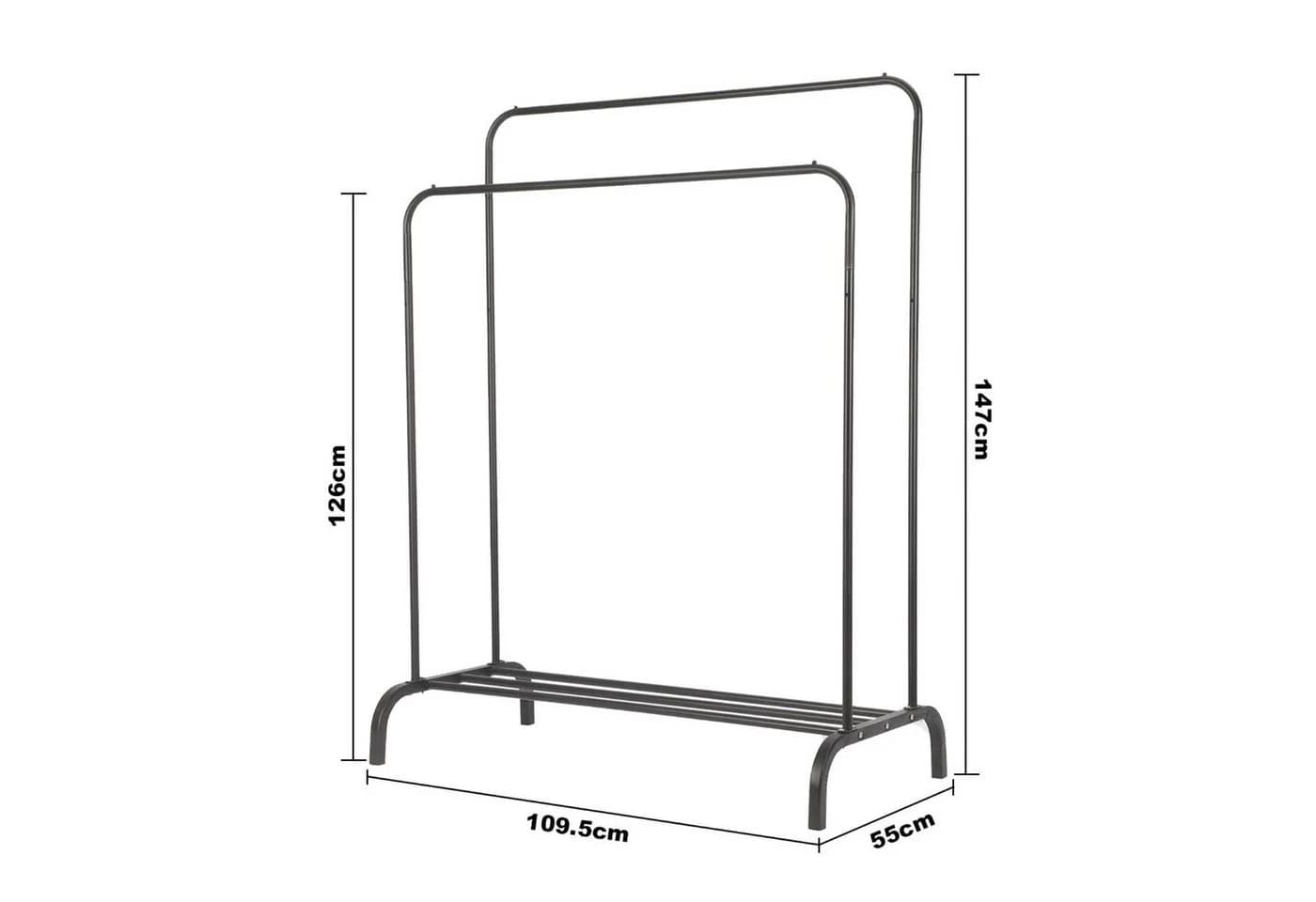 Youyijia Kleiderständer Schwarz Freestanding Hanger Double Rods