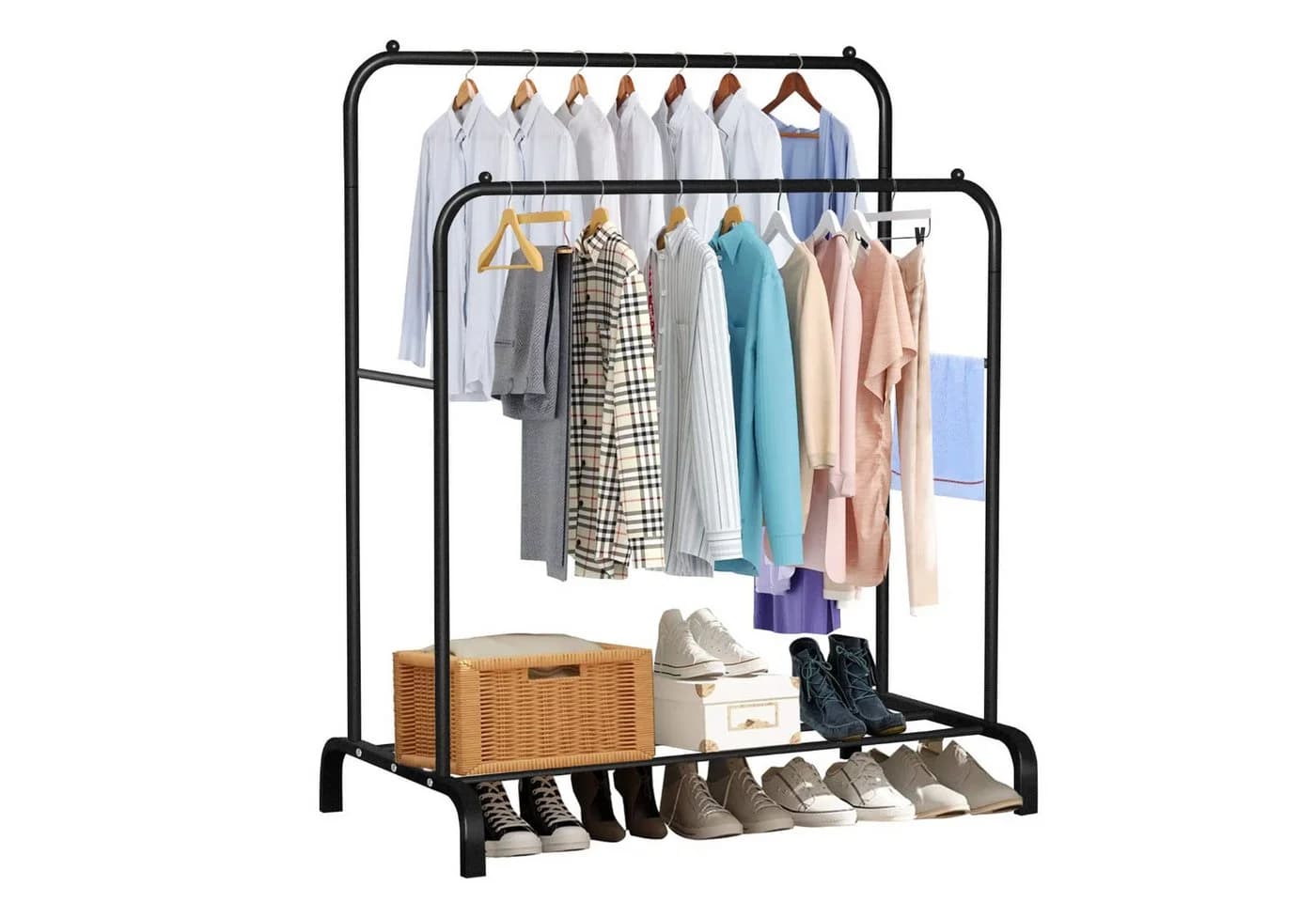 Youyijia Kleiderständer Schwarz Freestanding Hanger Double Rods - Bild 2
