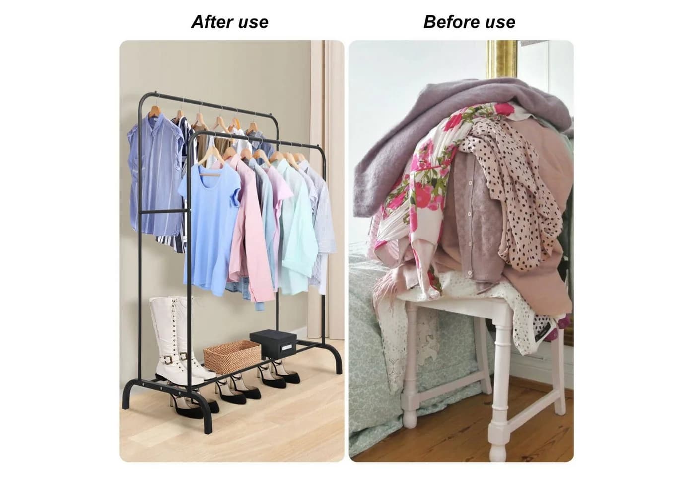 Youyijia Kleiderständer Schwarz Freestanding Hanger Double Rods - Bild 5