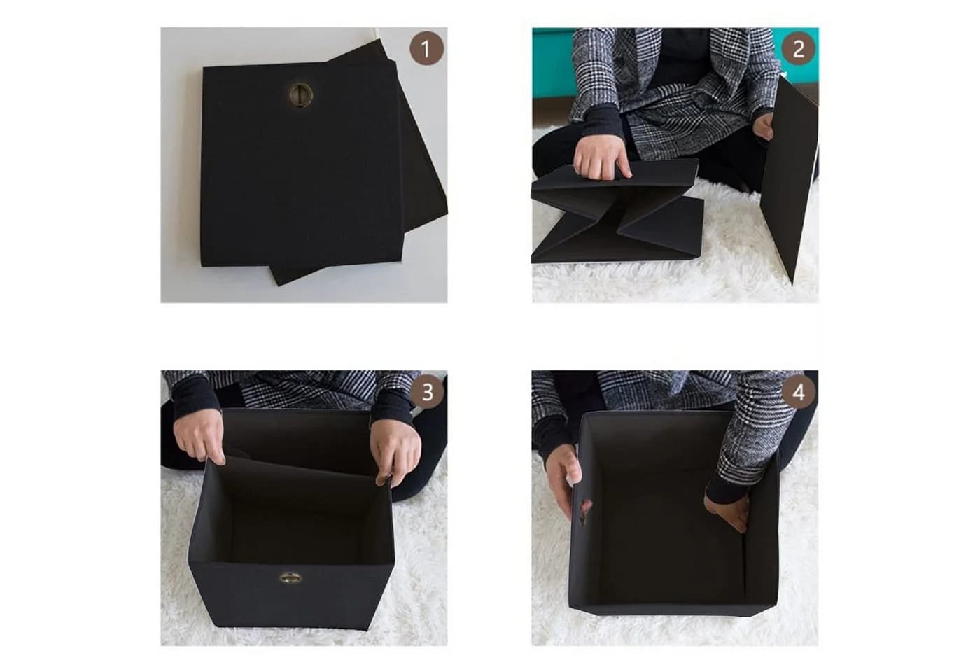 Youyijia Aufbewahrungsbox 4er Set Faltbox Stoff Faltkiste 32 cm