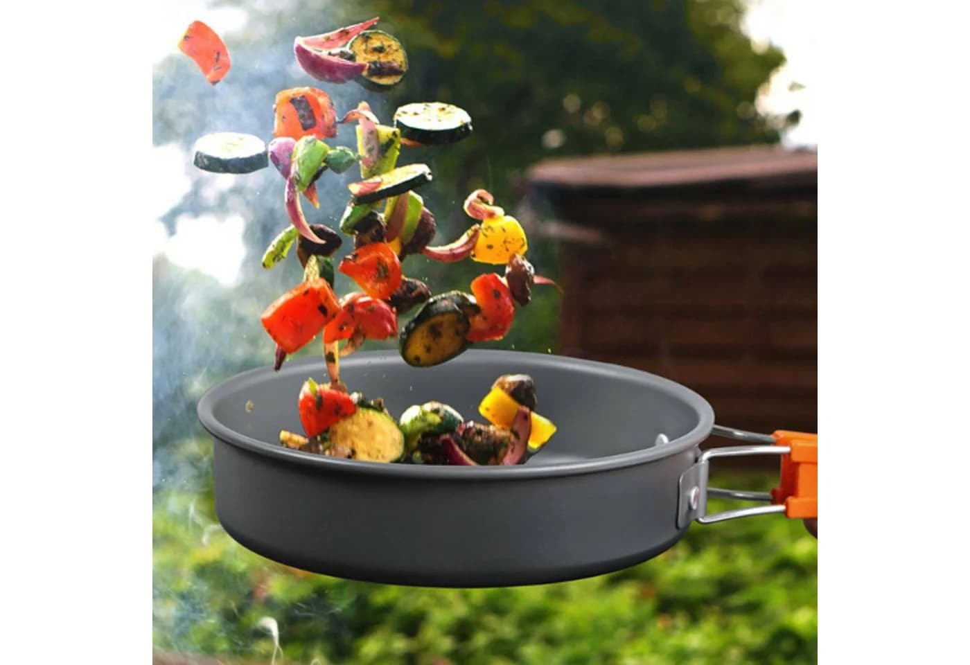 Youyijia Camping Geschirr-Set 8-teilig Aluminium Orange/Schwarz