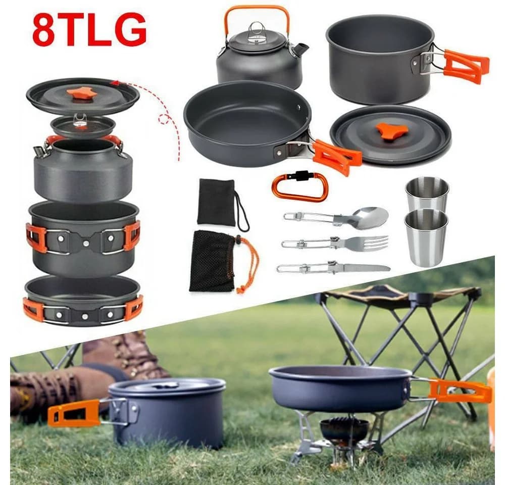 Youyijia Camping Geschirr-Set 8-teilig Aluminium Orange/Schwarz - Bild 2