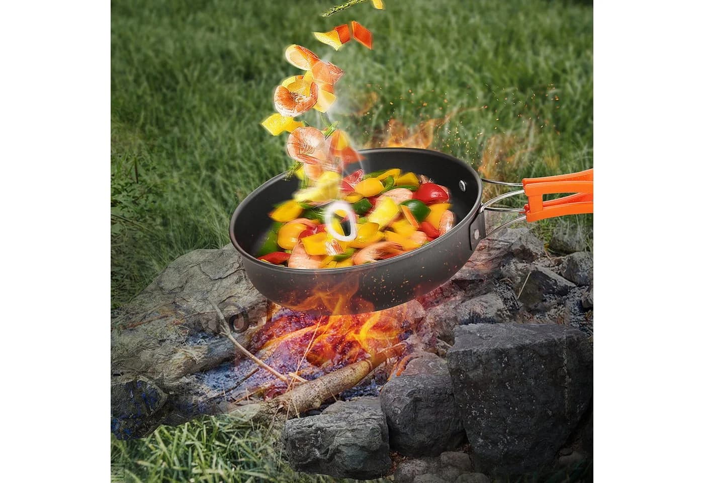 Youyijia Camping Geschirr-Set 8-teilig Aluminium Orange/Schwarz - Bild 5