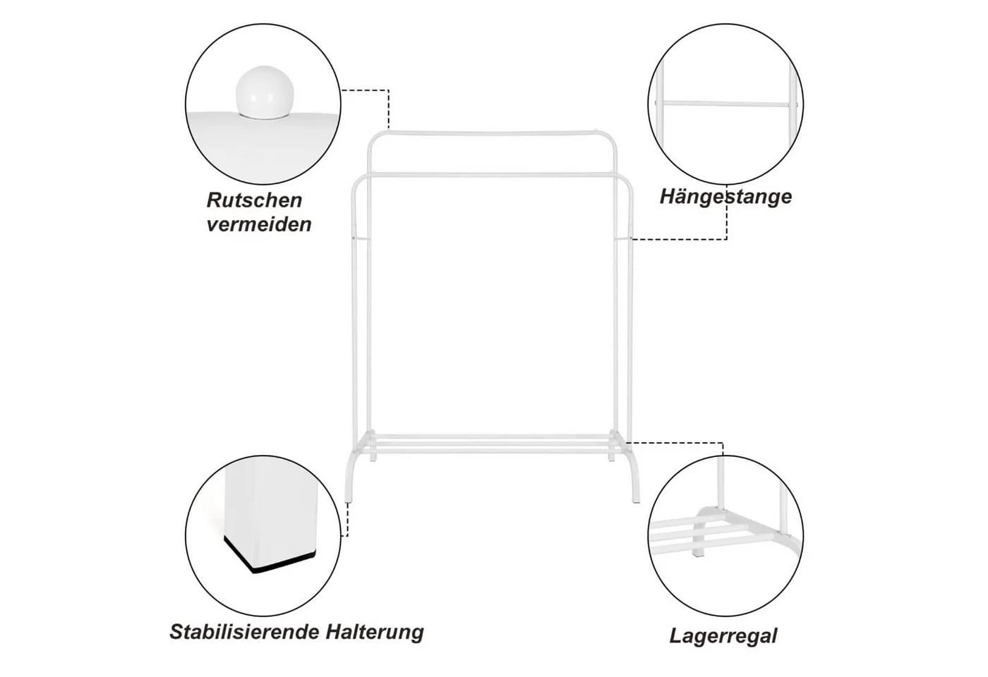 Youyijia Kleiderständer Freistehender Kleiderbügel Doppelruten Multifunktional - Bild 5
