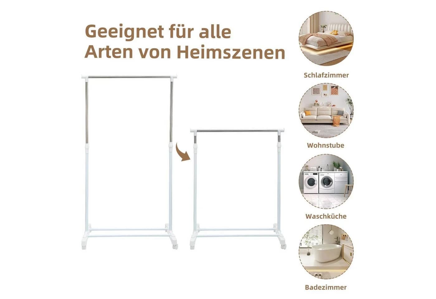 Youyijia Kleiderständer Weiß Höhenverstellbar - Bild 3