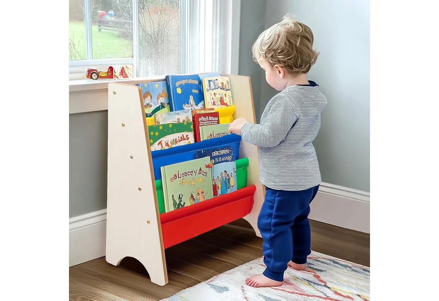Youyijia Bücherregal Kinderbücherregal Holz Weiß/Mehrfarbig - Bild 3