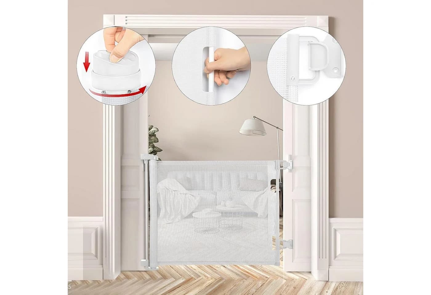 Youyijia Treppenschutzgitter 140 cm Babyschutzgitter Einziehbar Weiß - Bild 2